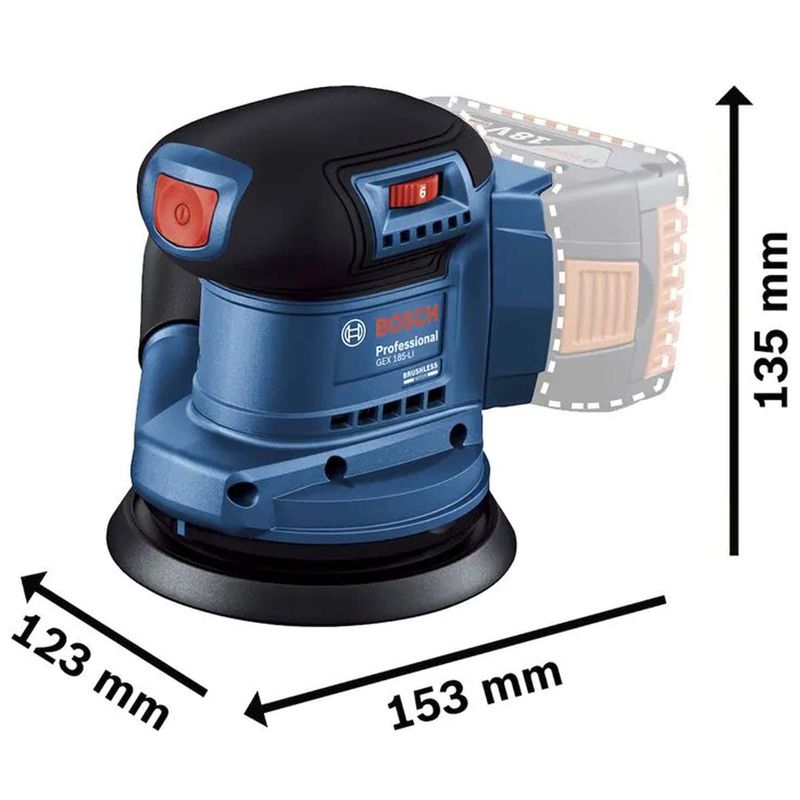 Lixadeira Orbital 18v Com 2 Baterias e Carregador + Bolsa (GEX 185-Li) - Bosch
