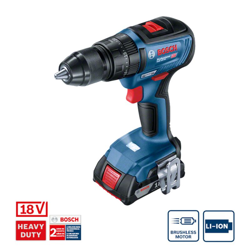 Parafusadeira Furadeira Impacto Bosch GSB 18V-50 18V Brushless 2 baterias e maleta