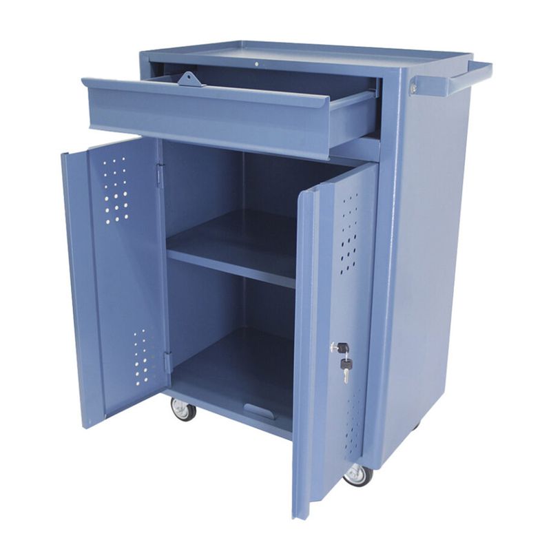 Carrinho Para Ferramentas Fechado Com 1 Gaveta e 2 Portas Azul (NC-11) - Nocram