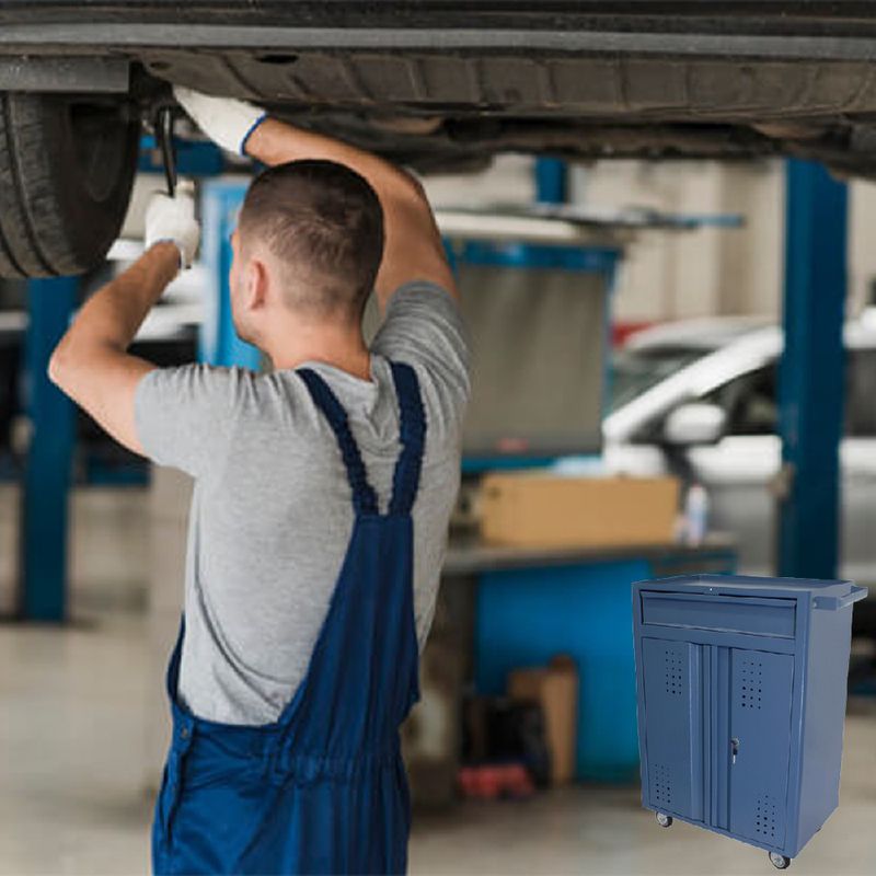 Carrinho Para Ferramentas Fechado Com 1 Gaveta e 2 Portas Azul (NC-11) - Nocram