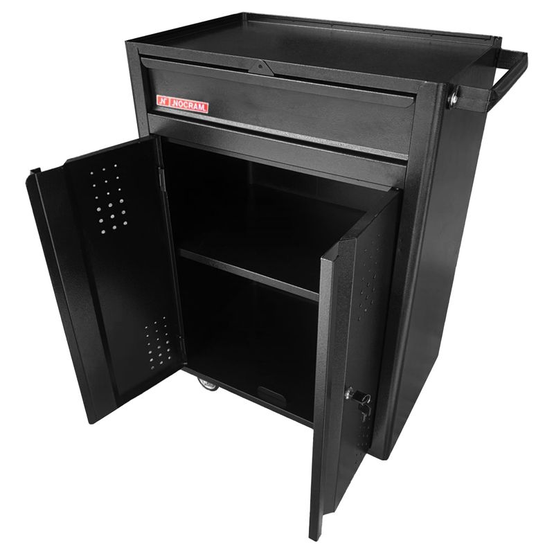 Carrinho Para Ferramentas Fechado Com 1 Gaveta e 2 Portas Preto (NC-11) - Nocram