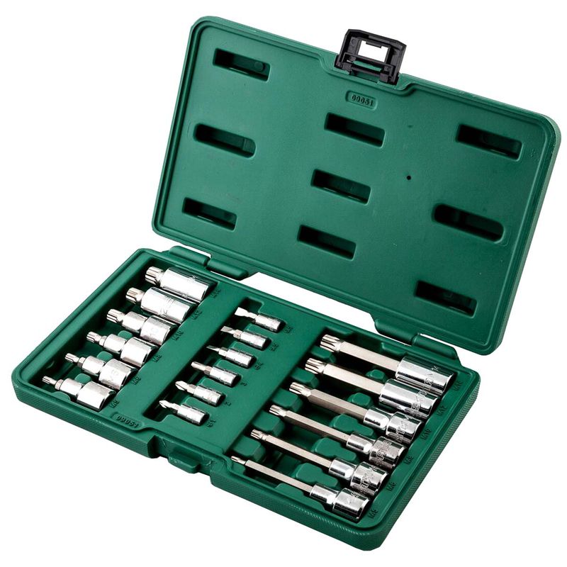 Jogo de Soquetes Bits 1/2'' e 1/4'' Com 18 Peças (ST09051SJ) - Sata