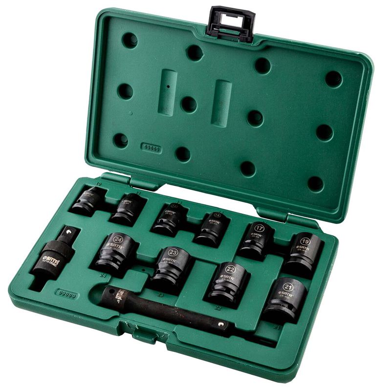Jogo de Soquete de Impacto Sextavado 1/2'' Com 12 Peças (ST09009SJ) - Sata
