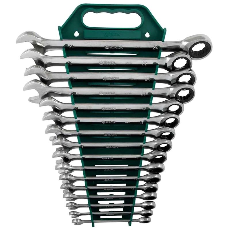 Jogo de Chave Combinada Com Catraca 16 Peças 8mm à 24mm (ST08034L) - Sata
