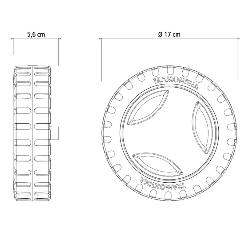 Par de Rodas Traseiras 170 mm + Calotas para Cortador de Grama CE35P (78795/718) - Tramontina