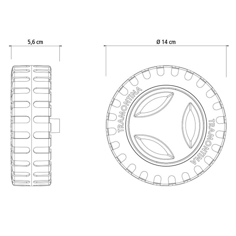 Par de Rodas Dianteiras 140mm + Calotas para Cortador de Grama CE35M2 e CE35P (78795/711) - Tramontina
