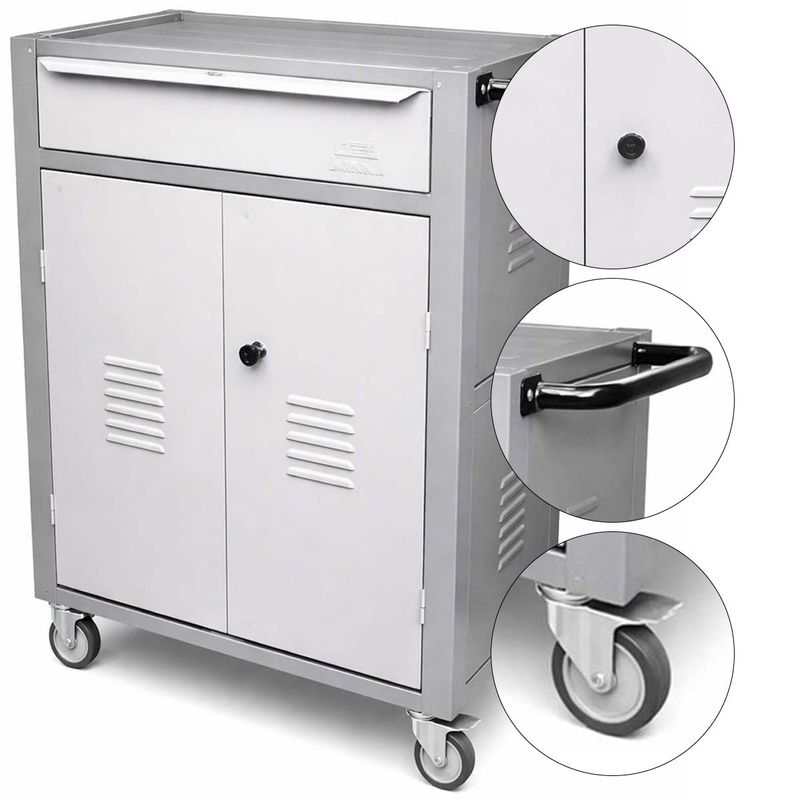 Carrinho Para Ferramentas Fechado Com 1 Gavetas Cinza (C07) - Fercar