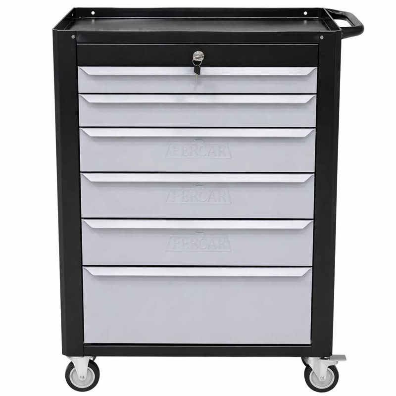 Carrinho Para Ferramentas Fechado Com 6 Gavetas Preto (C08) - Fercar