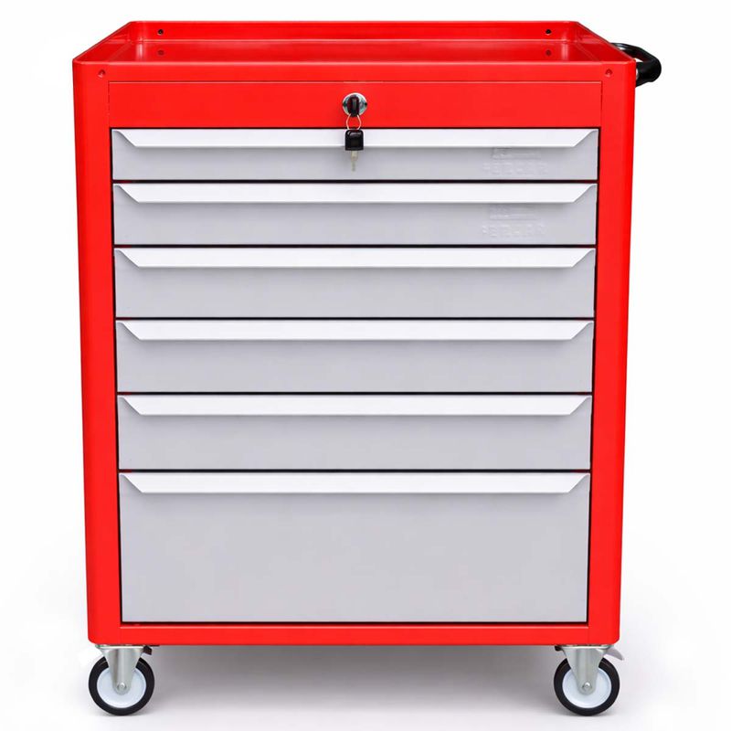 Carrinho Para Ferramentas Fechado Com 6 Gavetas Vermelho (C08) - Fercar