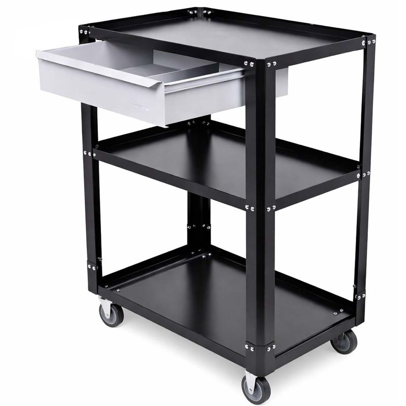 Carrinho Para Ferramentas Desmontável Com 1 Gaveta Preto (CD02) - Fercar