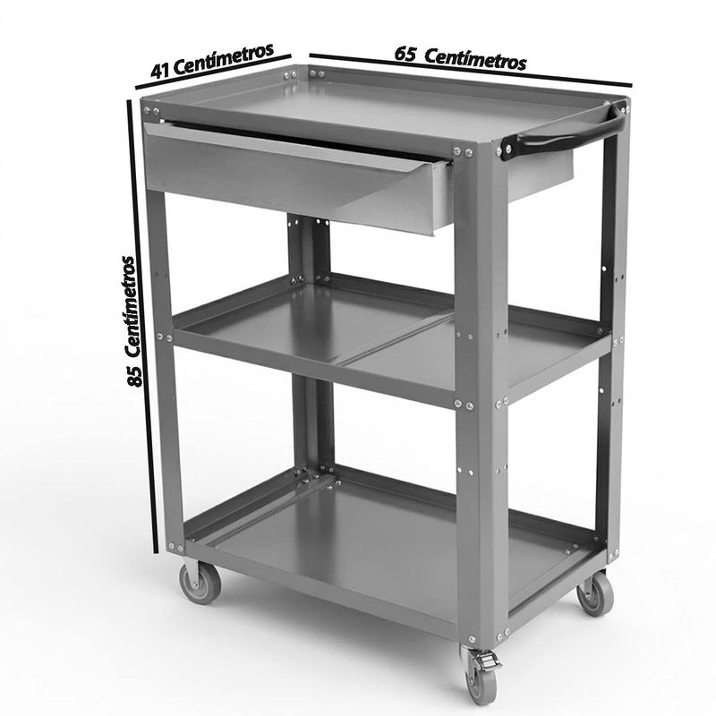 Carrinho Para Ferramentas Desmontável Com 1 Gaveta Cinza (CD02) - Fercar