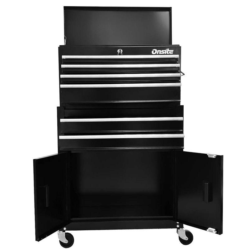 Carrinho Gabinete Fechado Para Ferramentas Com 6 Gavetas Preto e Cinza (O326424) - Onsite