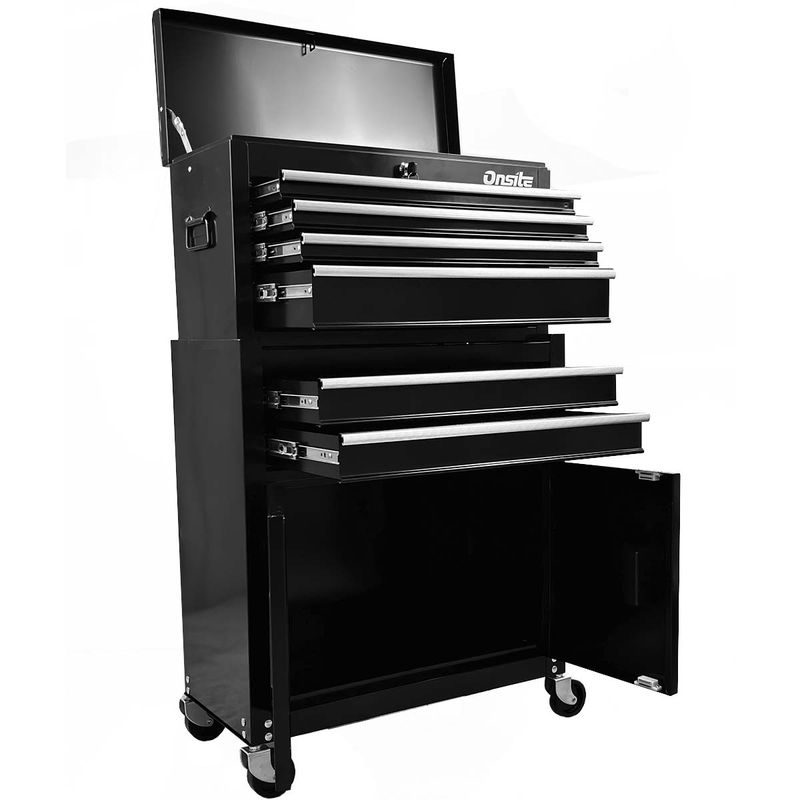 Carrinho Gabinete Fechado Para Ferramentas Com 6 Gavetas Preto e Cinza (O326424) - Onsite