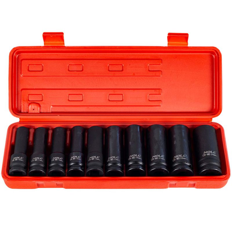 Jogo de Soquete Sextavado de Impacto Longo 1/2'' - 10 Peças (435,0198) - Noll