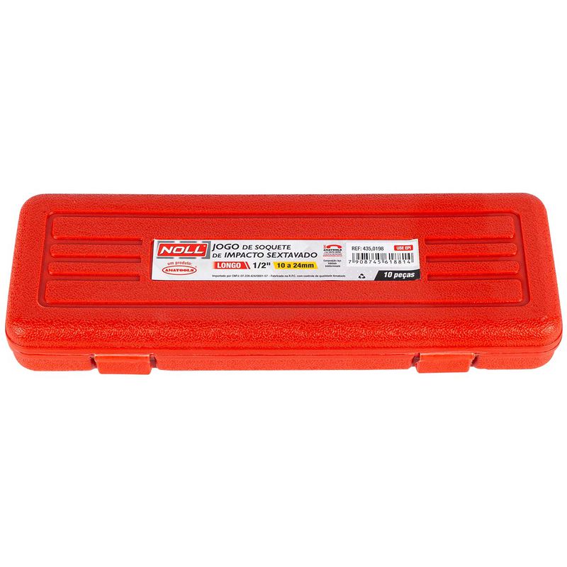 Jogo de Soquete Sextavado de Impacto Longo 1/2'' - 10 Peças (435,0198) - Noll