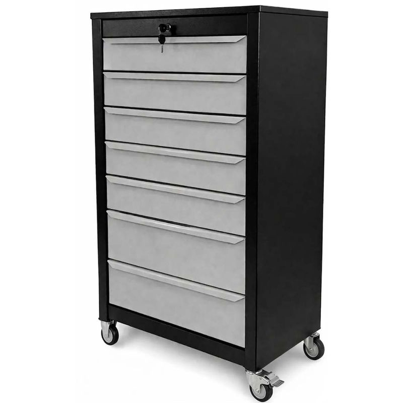 Armário Gaveteiro Com Rodas e 08 Gavetas Preto (1066) - Fercar