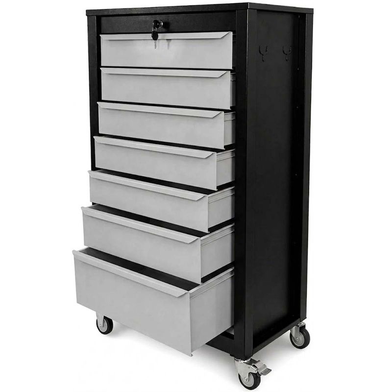 Armário Gaveteiro Com Rodas e 08 Gavetas Preto (1066) - Fercar