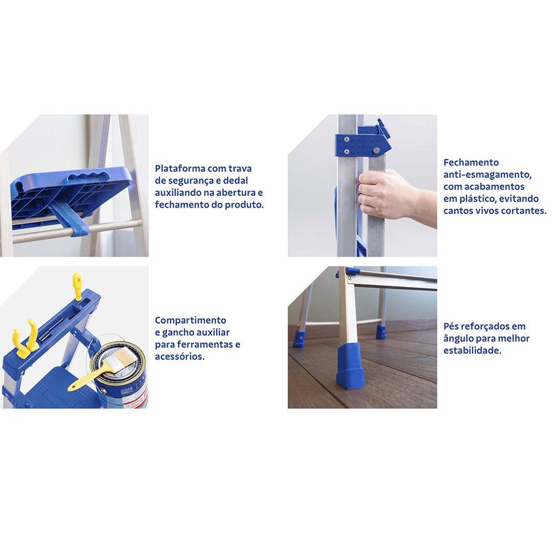 Escada de Alumínio Com 3 Degraus (40000/003) - Tramontina