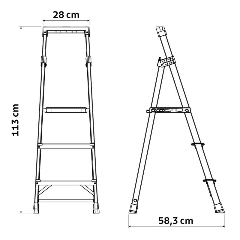 Escada de Alumínio Com 3 Degraus (40000/003) - Tramontina