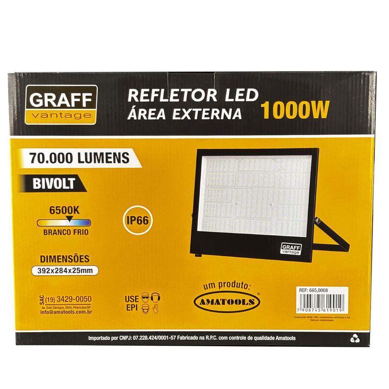 Refletor LED Para Área Externa 1000W - 6500K (665,008) - Graff Vantage