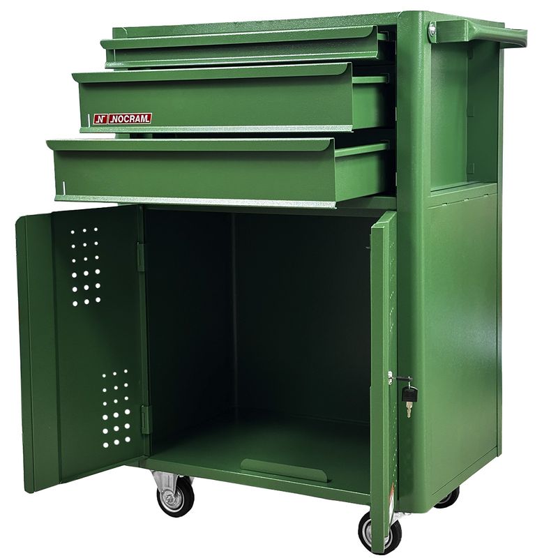 Carrinho Para Ferramentas Fechado Com 3 Gavetas Verde (NC-14) - Nocram