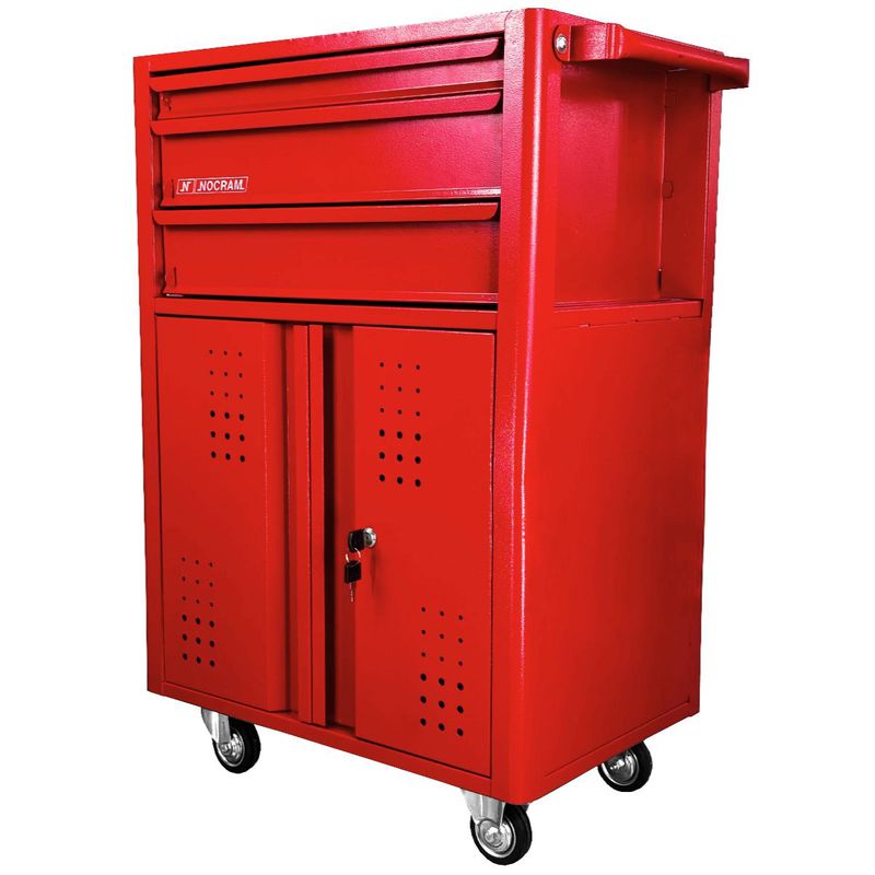 Carrinho Para Ferramentas Fechado Com 3 Gavetas Vermelho (NC-14) - Nocram