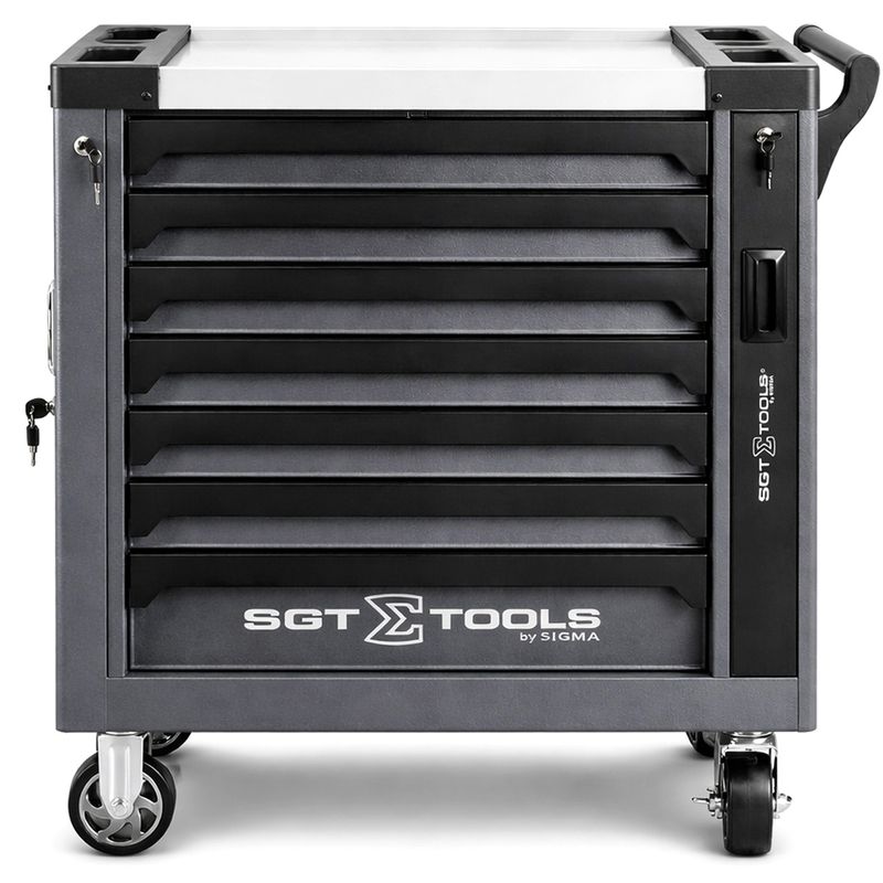 Carrinho Para Ferramentas Com 7 Gavetas e 125 Peças Preto (1205100623) - Sigma