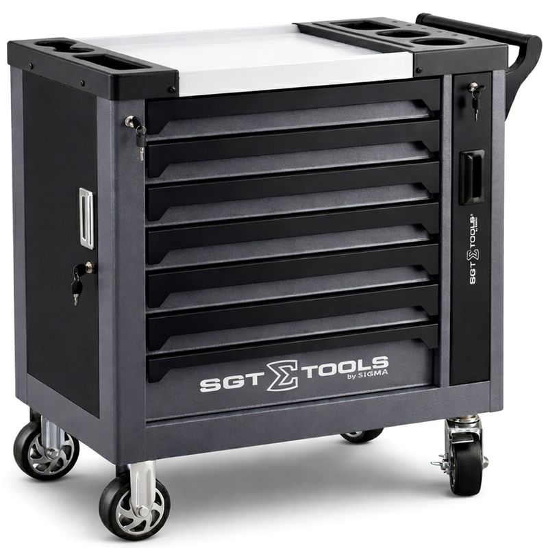 Carrinho Para Ferramentas Com 7 Gavetas e 125 Peças Preto (1205100623) - Sigma