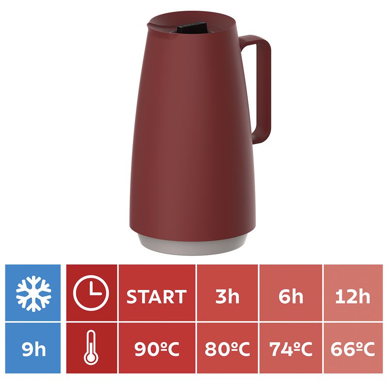 Bule Térmico Exata em Plástico Vermelho Com Ampola de Vidro 500ml (61636/056) - Tramontina