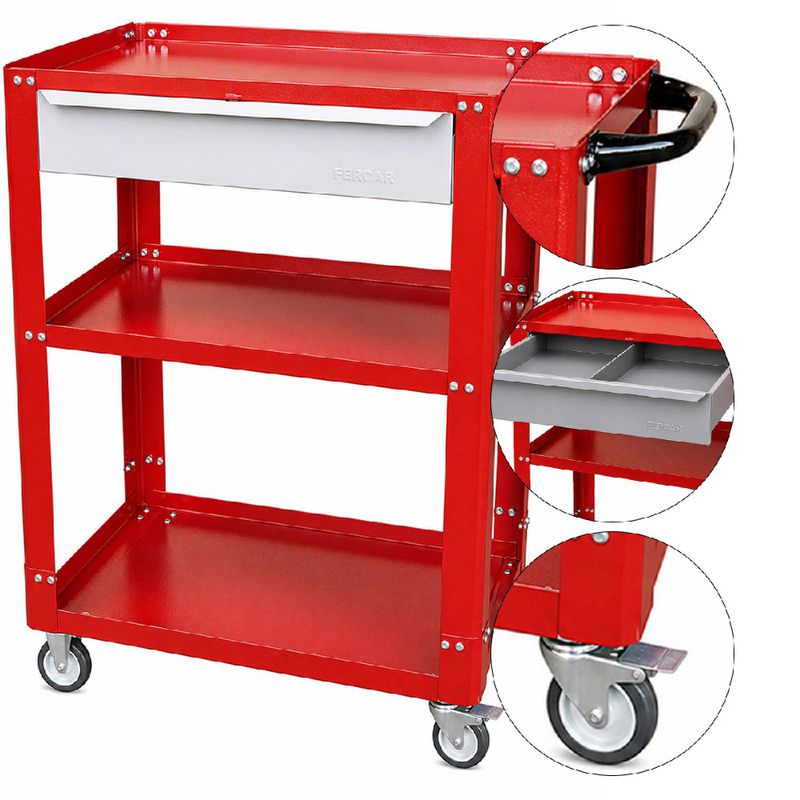 Carrinho Para Ferramentas Desmontável Com 1 Gaveta Vermelho (CD02) - Fercar