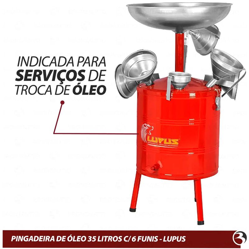 Pingadeira Metálica Para Óleo Com 6 Funis - 35L (9002) - Lupus