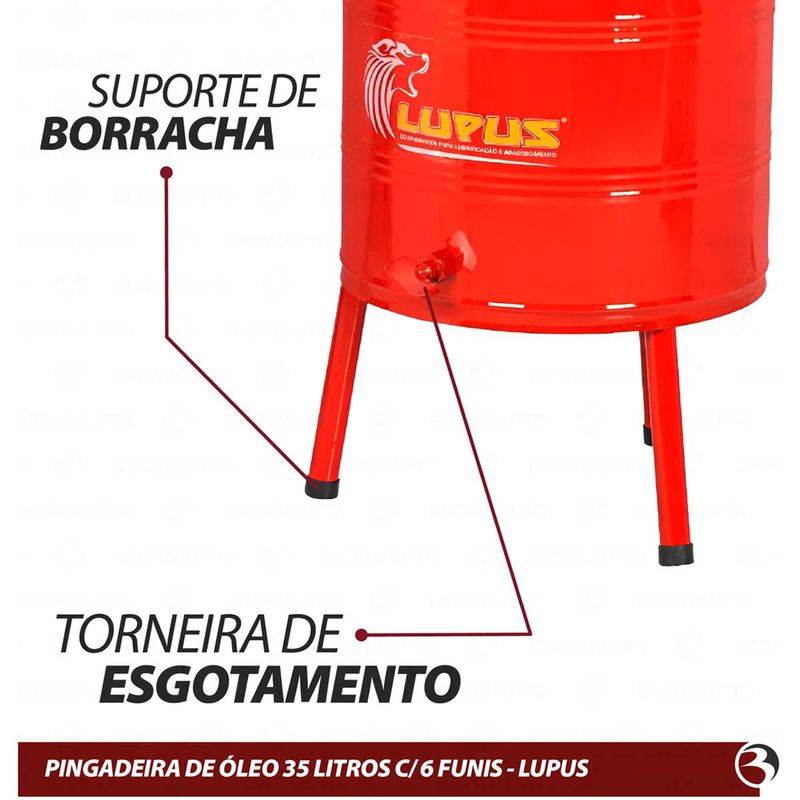 Pingadeira Metálica Para Óleo Com 6 Funis - 35L (9002) - Lupus