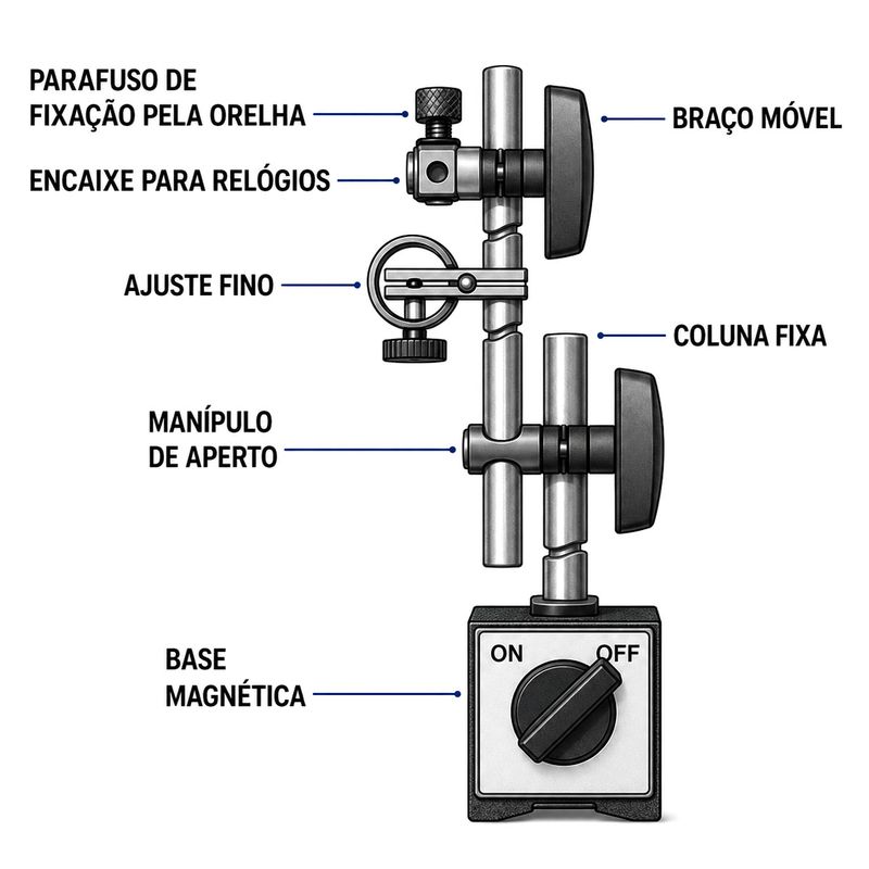 Base Magnética Com Ajuste Fino (421,0001) - Dasqua