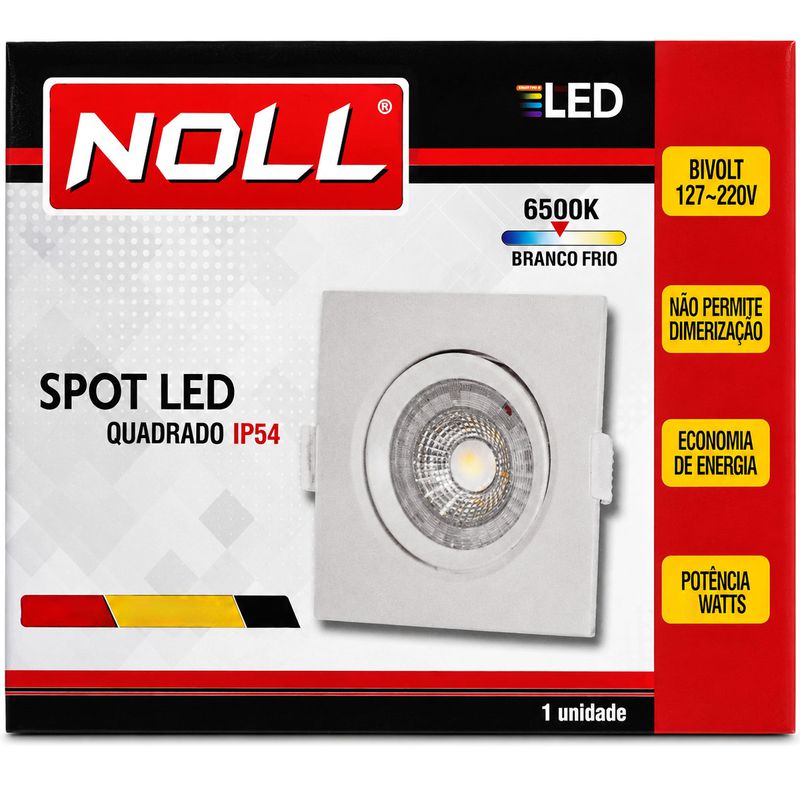 Spot Led Direcionável Quadrado 9W - 6.500K (520,0068) - Noll LED