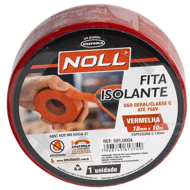 Fita Isolante Vermelho 18mm x 10m (591,0004) - Noll