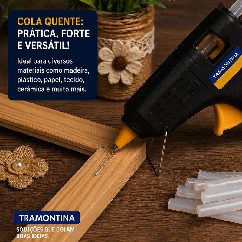 Pistola de Cola Quente Bivolt 25-100W Com 06 Bastões de Cola Quente 11mm - Tramontina