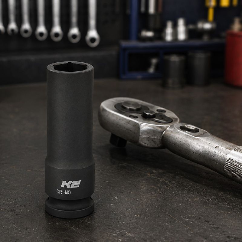 Soquete de Impacto Sextavado Longo 1/2'' em Milímetros - K2