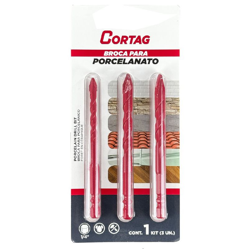 Jogo de Brocas Para Porcelanato Com 3 Peças (63068) - Cortag