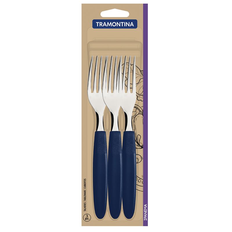 Jogo de Garfos de Mesa Ipanema Azul Com 3 Peças (23362/310) - Tramontina