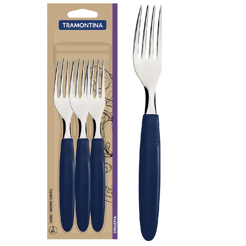 Jogo de Garfos de Mesa Ipanema Azul Com 3 Peças (23362/310) - Tramontina