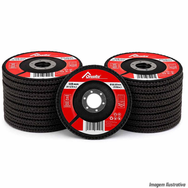 Kit Disco de Lixa Flap 4.1/2'' x 7/8'' - GR50 Com 50 Unidades (746782) - Onsite