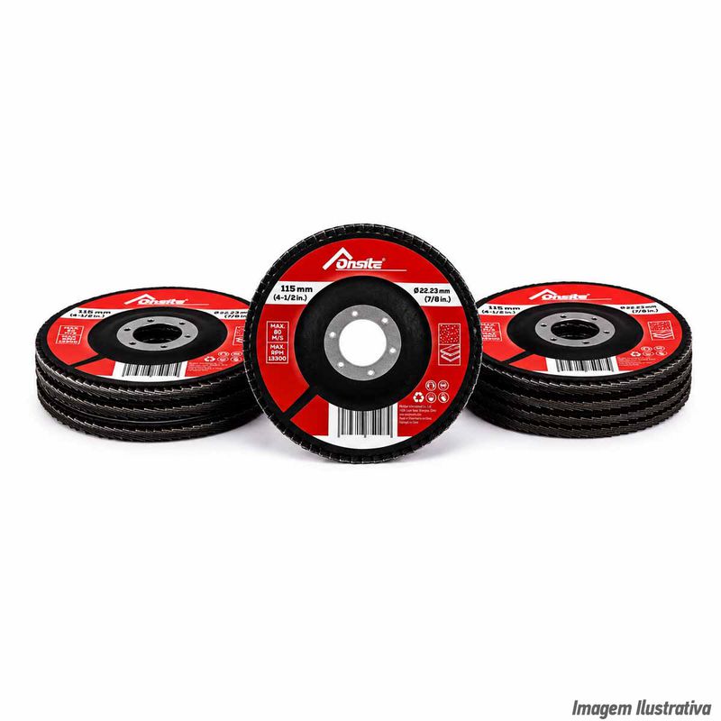 Kit Disco de Lixa Flap 4.1/2'' x 7/8'' - GR60 Com 10 Unidades (746783) - Onsite
