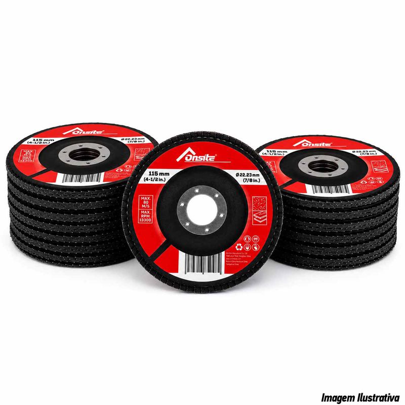 Kit Disco de Lixa Flap 4.1/2'' x 7/8'' - GR80 Com 20 Unidades (746785) - Onsite