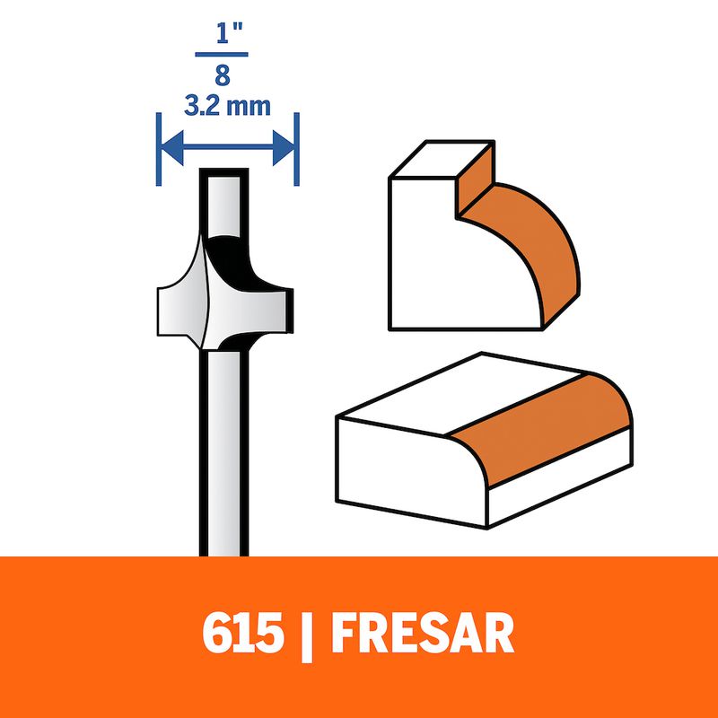 Fresa Para Arredondado De Cantos Em Madeira 615 - Dremel 