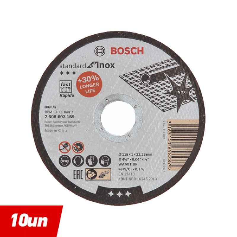 Esmerilhadeira 4.1/2'' GWS 6-115 127V 670W + 10 Discos e Bolsa - Bosch