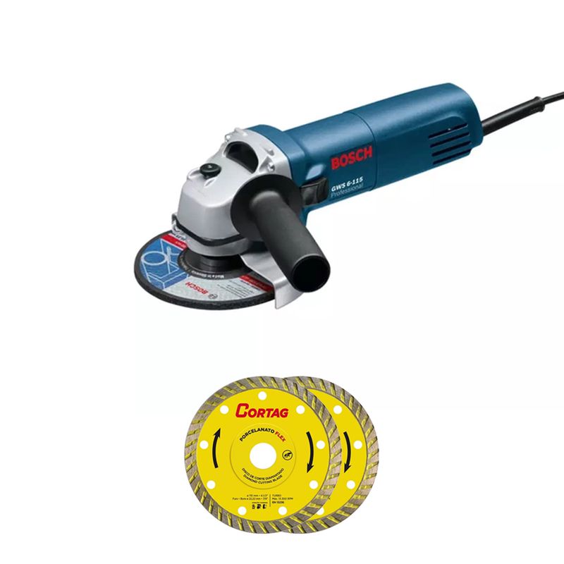 Esmerilhadeira 4.1/2'' GWS 6-115 127V 670W + 2 Discos - Bosch