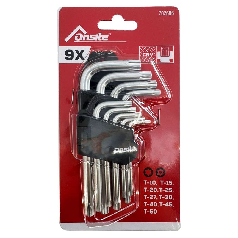 Jogo de Chave Allen Torx T10 á T50 Com 9 Peças (702686) - Onsite
