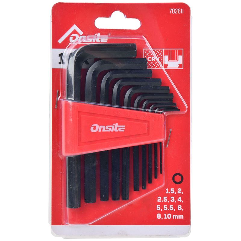 Jogo de Chave Allen Hexagonal 1,5mm a 10mm - 10 Peças (702611) - Onsite 