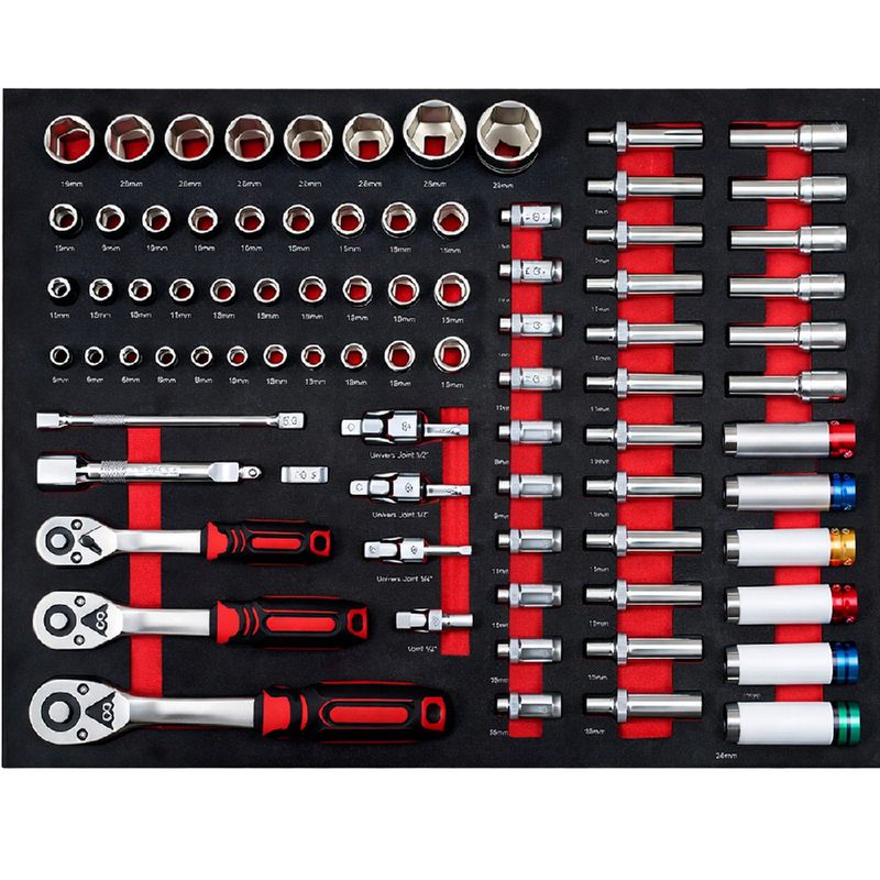 Carrinho Para Ferramentas Com 7 Gavetas e 125 Peças Vermelho (1205100621) - Sigma
