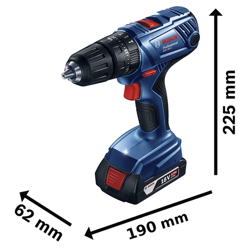 Parafusadeira Furadeira Impacto Bosch GSB 180-LI 18V 1 bateria e carregador